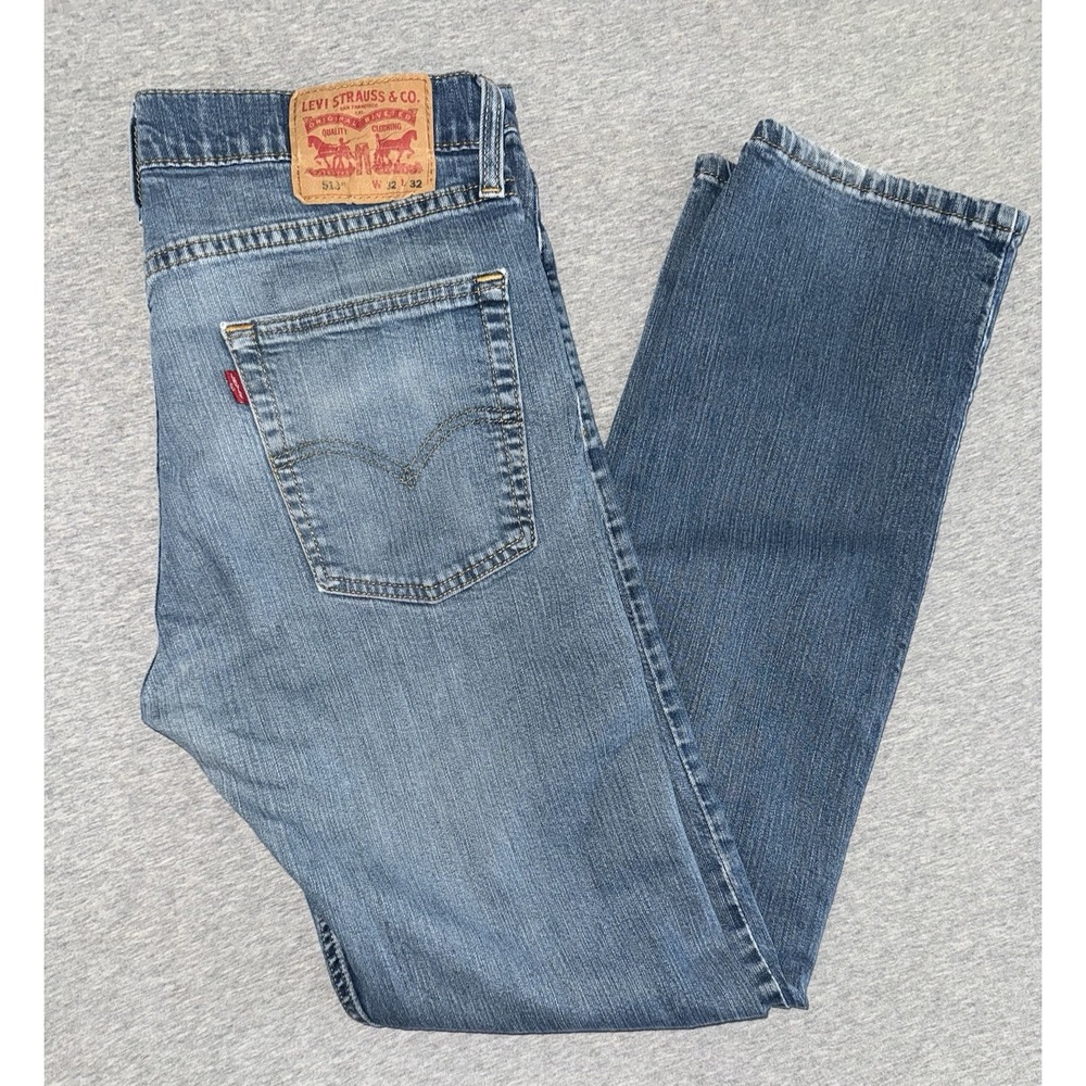 Levi 513 Jeans Mens Womens 32x32 Medium Wash Slim Fit Straight Leg Buttery Soft